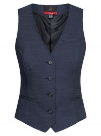 Weste Damen Modern Regular Fit in Schwarz mit Leistentaschen und Stoffrücken